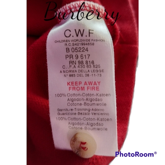 Burberry 12mo long sleeve shirt winter holiday Christmas collared - Picture 6 of 8